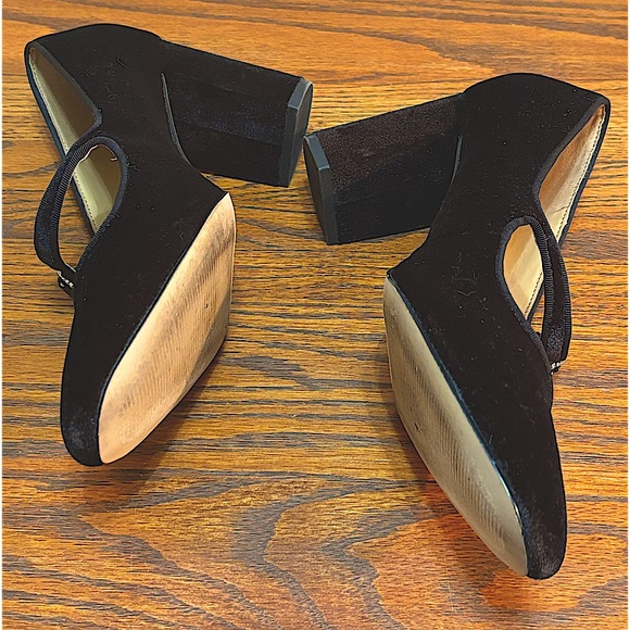 J.Crew Black Velvet Mary Jane’s W/ Rhinestone Buckle.Party Shoe. Woman’s Size 8 - Picture 5 of 14